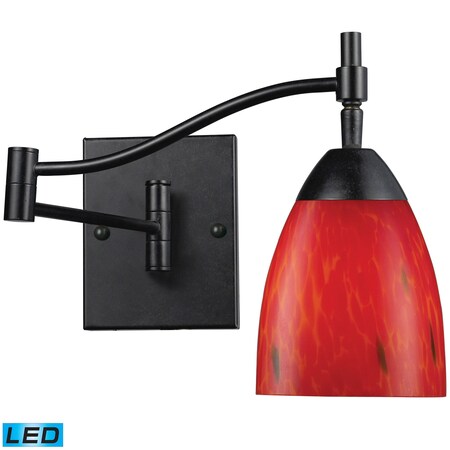 Elk Lighting Celina 1-Lght Swingarm Wall Lmp Drk Rust w/Fire Red Glss -Incl LED Blb 10151/1DR-FR-LED